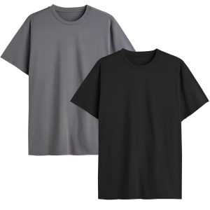 Pack Of 2 Steel grey and Black Plain T-shirts (Code: ST-6247)
