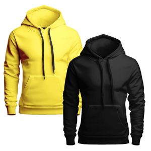 Pack Of 2 Plan Black & Yellow Hoodies (Code: ST-(6521)