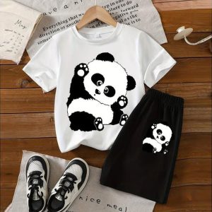 Panda Printed Suit for Kids – Soft & Comfortable Summer Wear (Code: ST-6858)