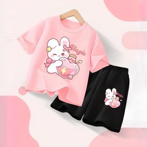 Alt Text: Cute Bunny Print Suit for Kids (Code: ST-6856) – Soft, Comfortable & Stylish Outfit