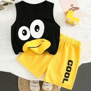 "Cool Sando + Short For Kids (ST-6857) – Premium soft cotton jersey outfit, breathable, lightweight & stylish summer wear for boys and girls."
