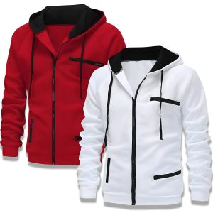 Elite Zip Patch Hoodie Pack of 2 for Men – Stylish Winter Wear (ST-6890)