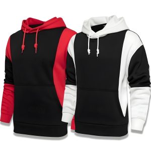 Pack of 2 Dual Contrast Panel Hoodies for Men – Red & White Edition (ST-6889)