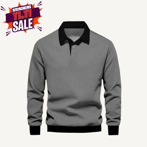 Metal grey Polo Sweatshirt for Mens (Code: ST-(6913)
